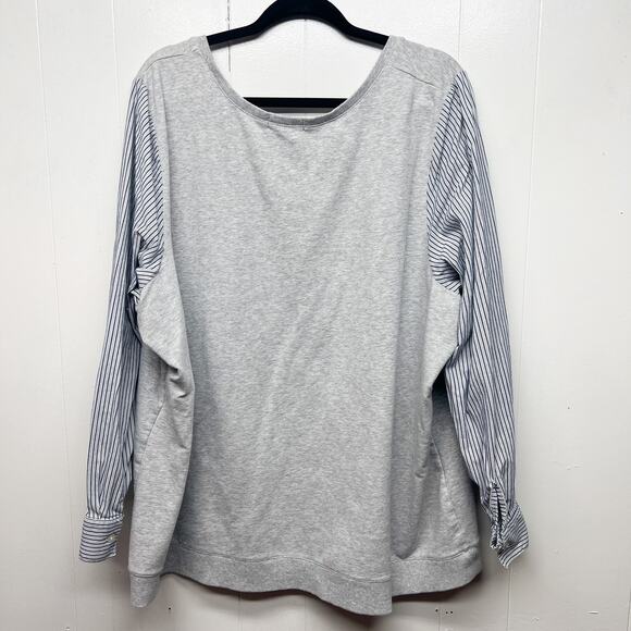 Lane Bryant Mix Media Women's Woven Heathered Gray Pullover Sweater Size 26/28 - Picture 6 of 11